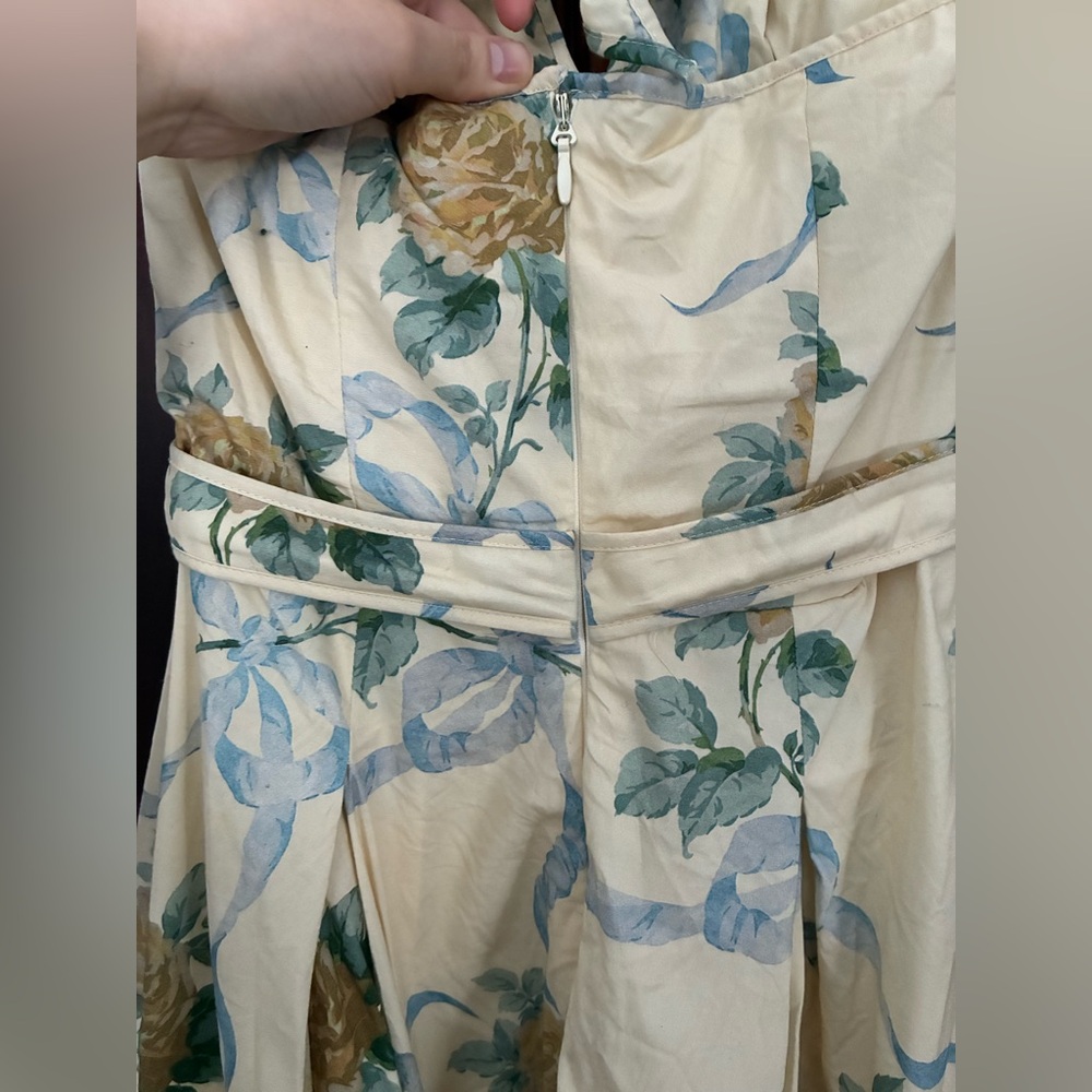 House of CB Cream Floral Halter Midi Dress - Picture 10 of 11